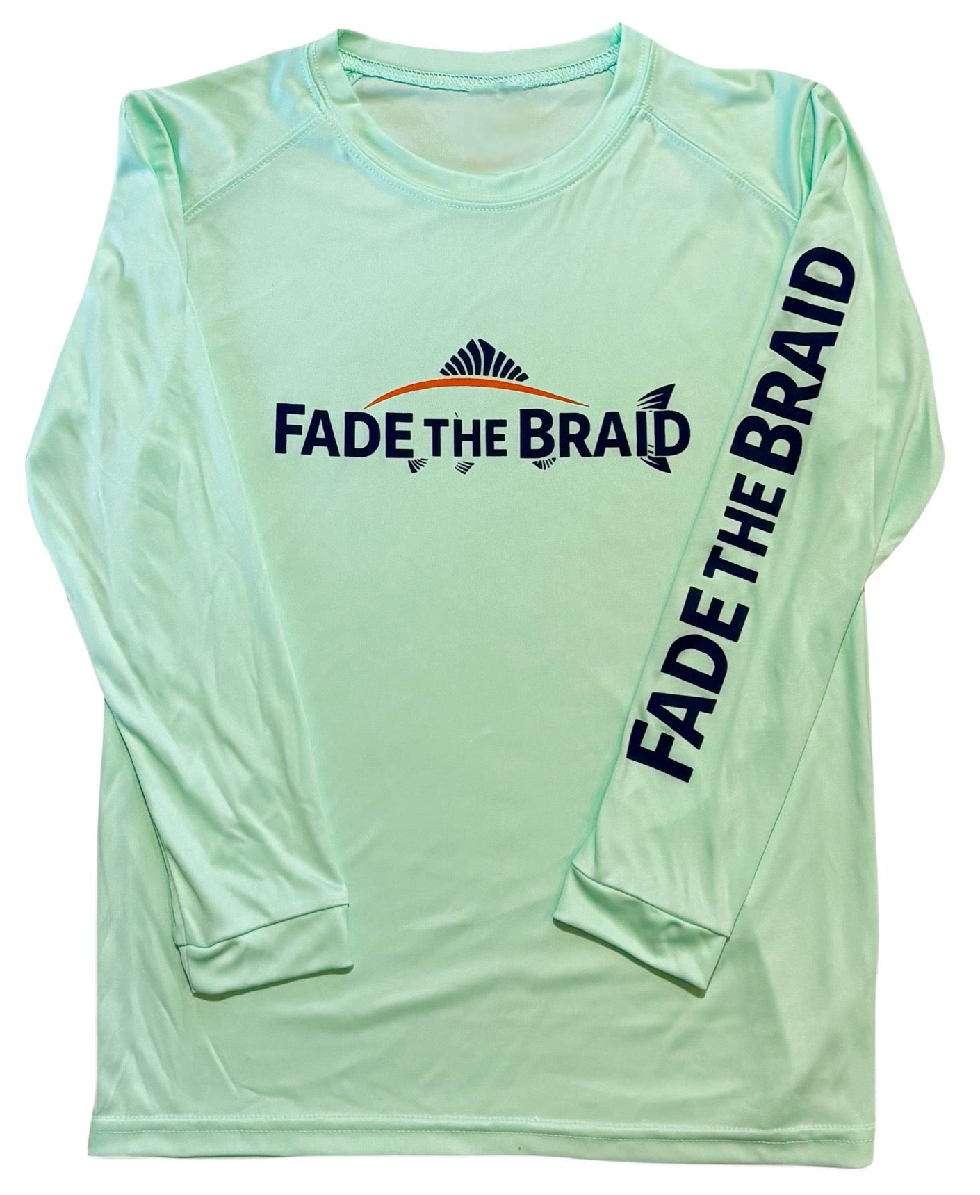 Youth Fade the Braid Logo Long Sleeve Sun Shirt - Mint Green UPF 50+