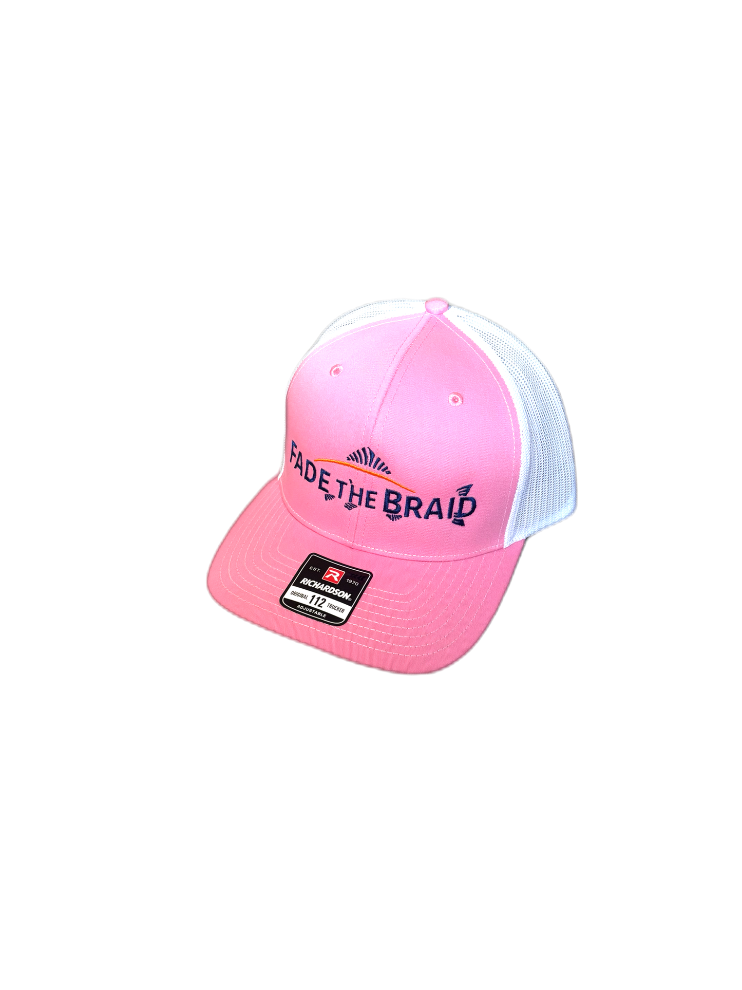 Fade the Braid Logo Richardson 112 Hat - Hot Pink/White