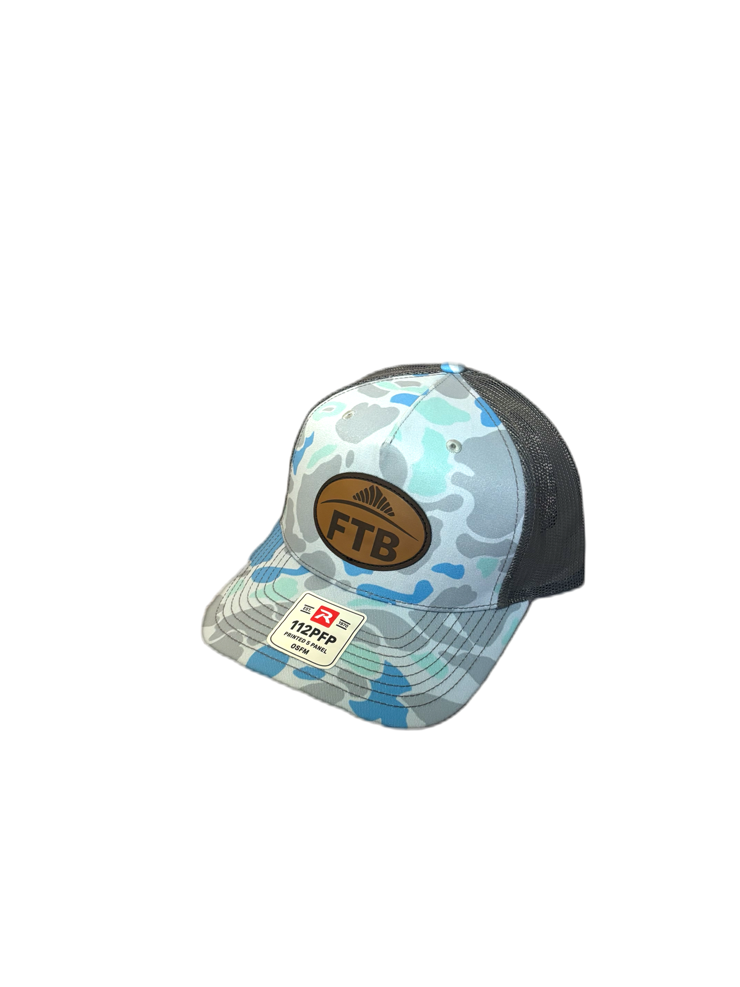 Fade the Braid Logo Richardson 112 Hat - Saltwater Camo Leather Patch