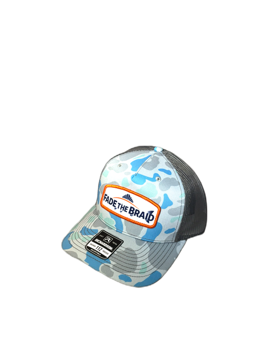 Fade the Braid Logo Richardson 112 Hat - Saltwater Camo Orange Patch