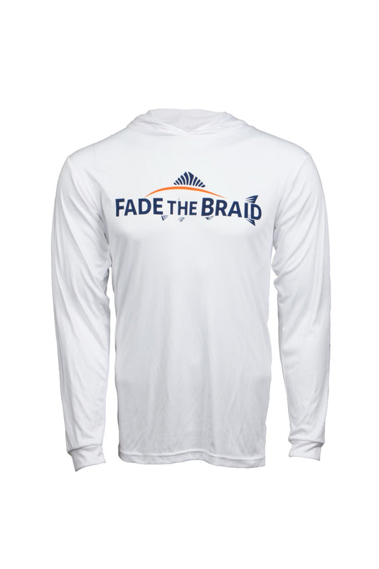 Fade the Braid Logo Long Sleeve Hooded Sun Shirt - White UPF 50+