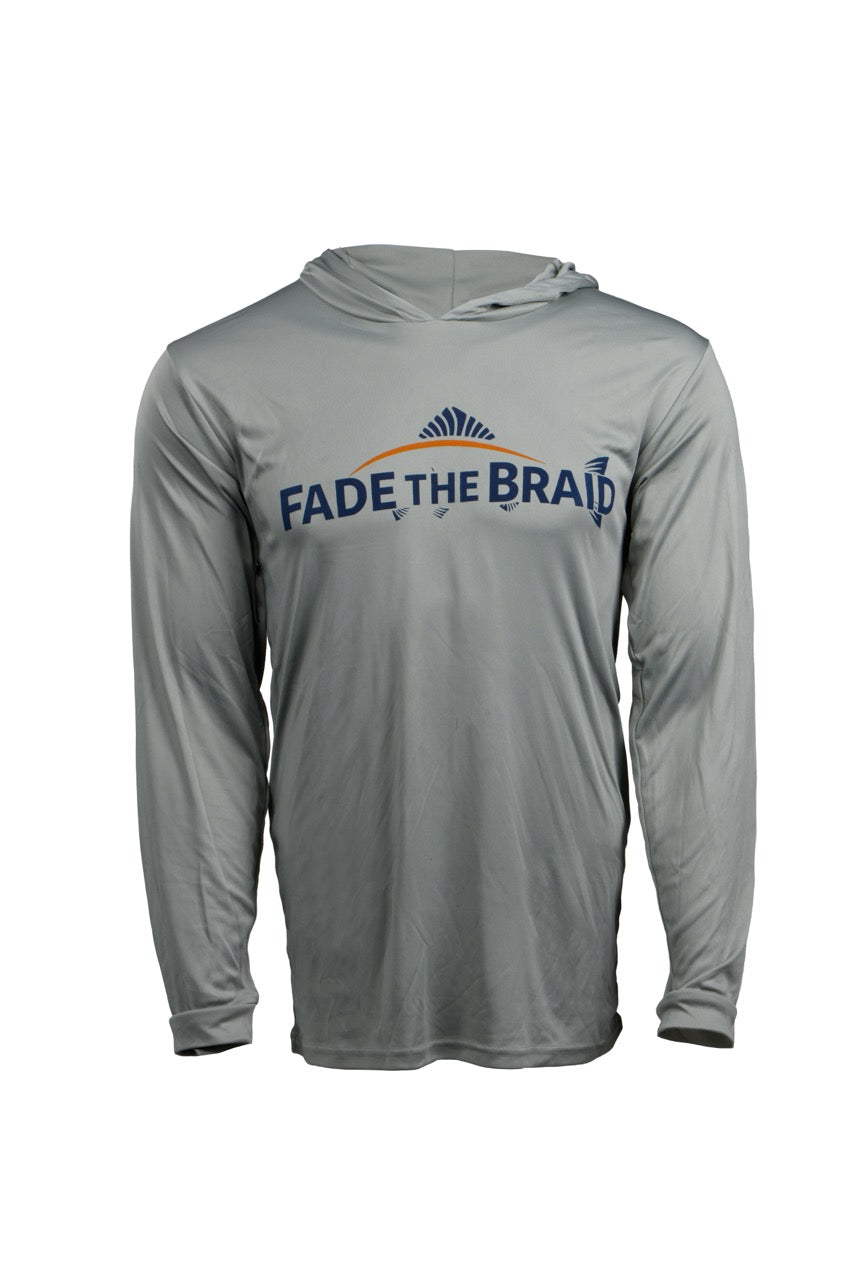 Fade the Braid Logo Long Sleeve Hooded Sun Shirt
 - Medium Grey UPF 50+