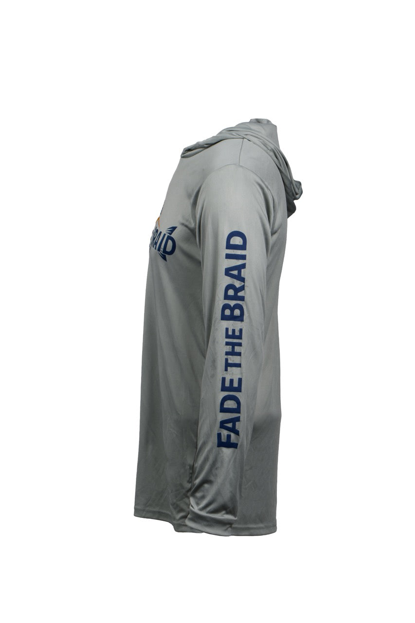 Fade the Braid Logo Long Sleeve Hooded Sun Shirt
 - Medium Grey UPF 50+