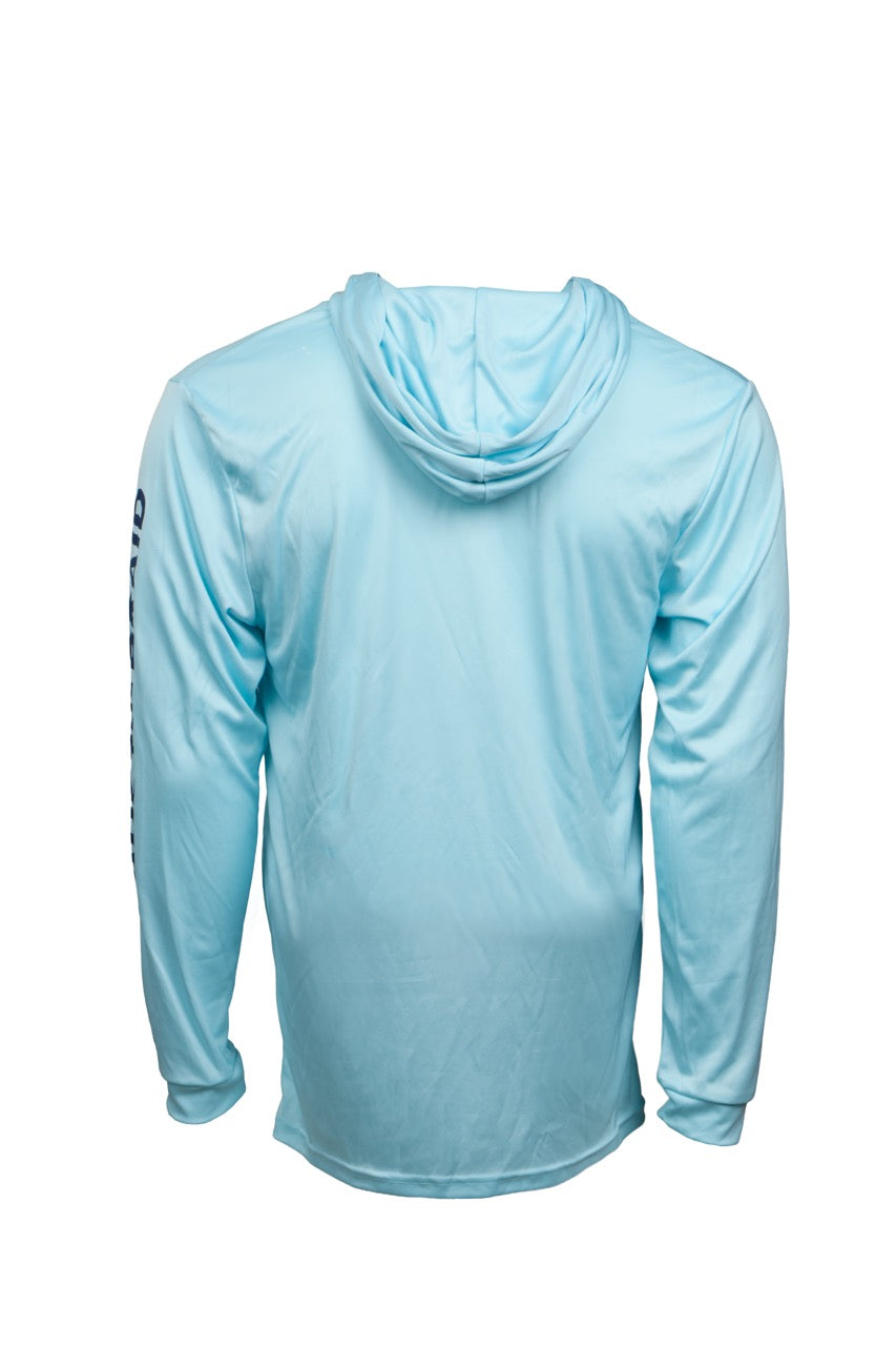 Fade the Braid Logo Long Sleeve Hooded Sun Shirt - Aqua Blue UPF 50+