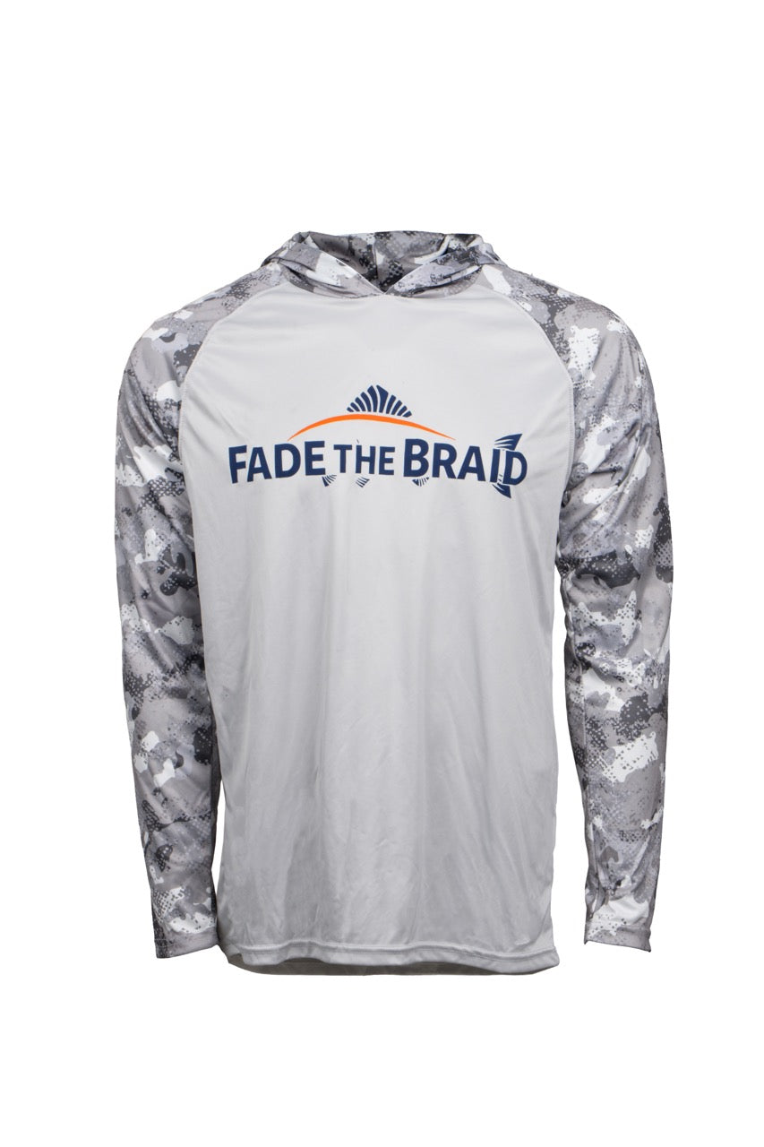 Fade the Braid Logo Long Sleeve Hooded Sun Shirt
 - Aluminum Camo UPF 50+