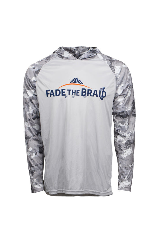 Fade the Braid Logo Long Sleeve Hooded Sun Shirt
 - Aluminum Camo UPF 50+