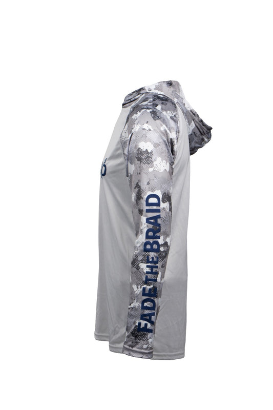 Fade the Braid Logo Long Sleeve Hooded Sun Shirt
 - Aluminum Camo UPF 50+