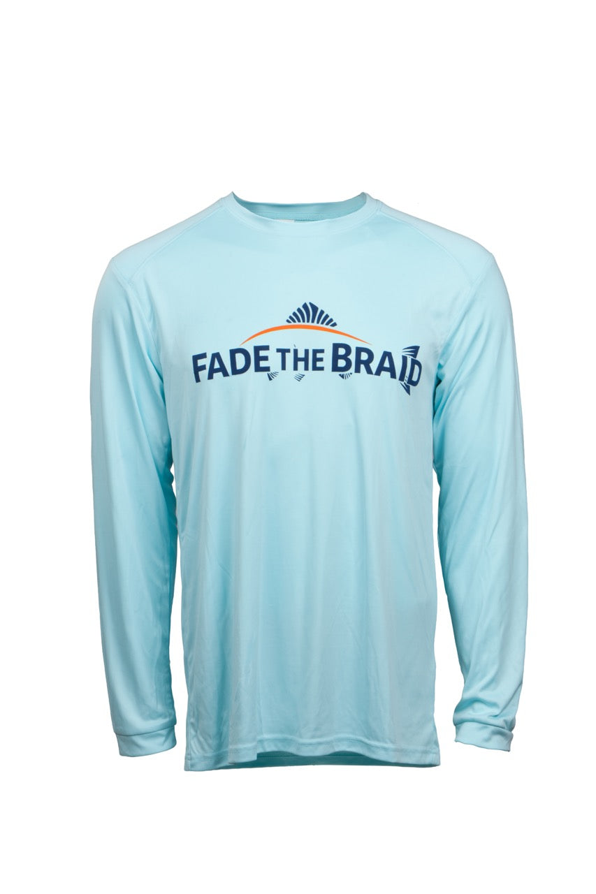 Fade the Braid Logo Long Sleeve Sun Shirt - Aqua Blue UPF 50+