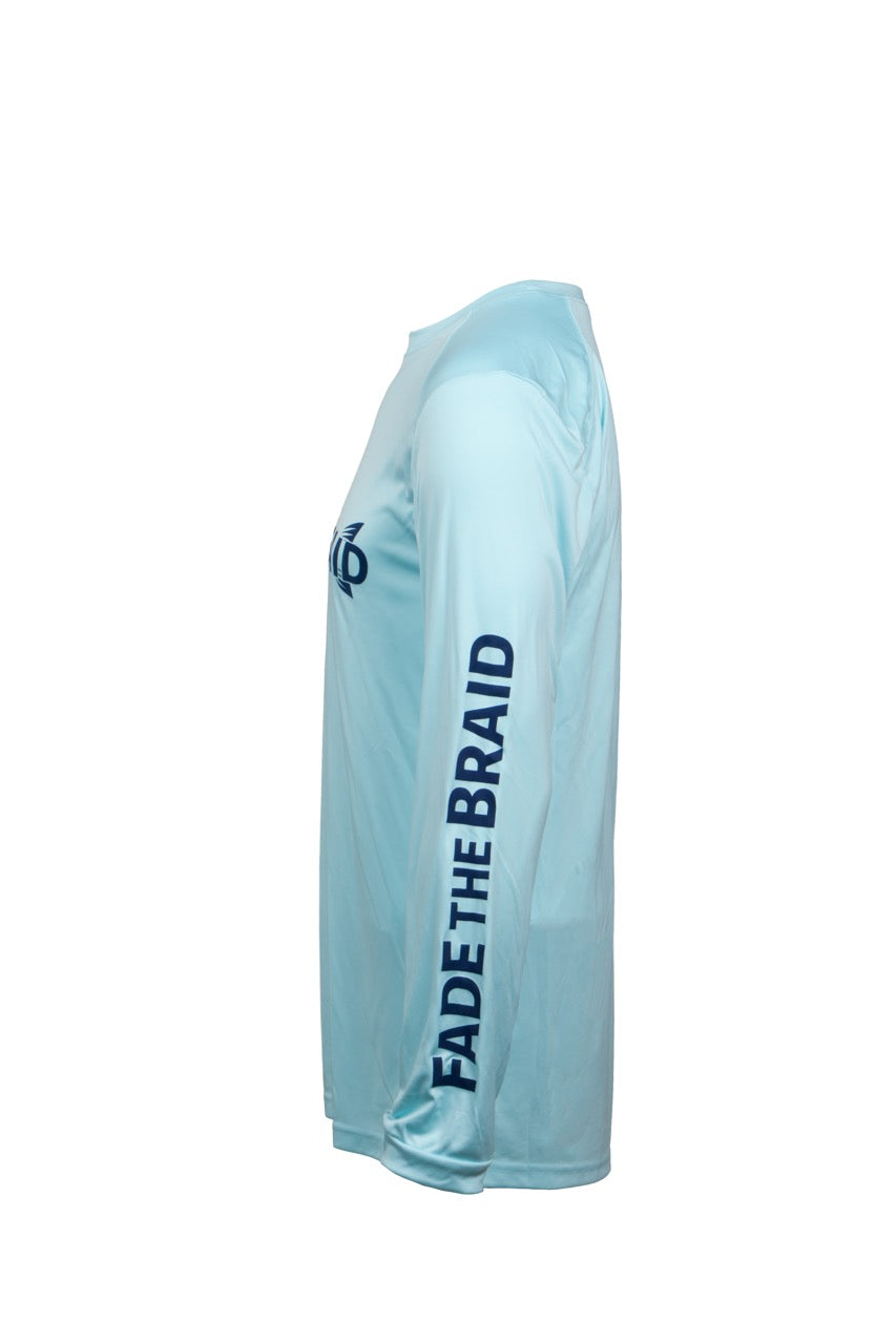Fade the Braid Logo Long Sleeve Sun Shirt - Aqua Blue UPF 50+