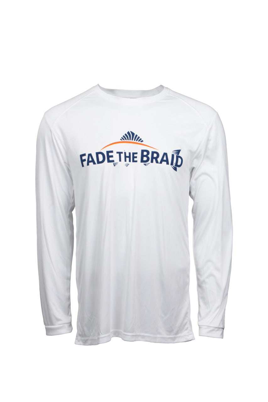 Fade the Braid Logo Long Sleeve Shirt - White UPF 50+