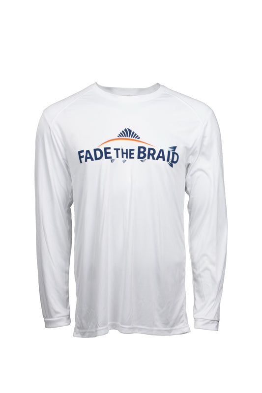 Fade the Braid Logo Long Sleeve Shirt - White UPF 50+