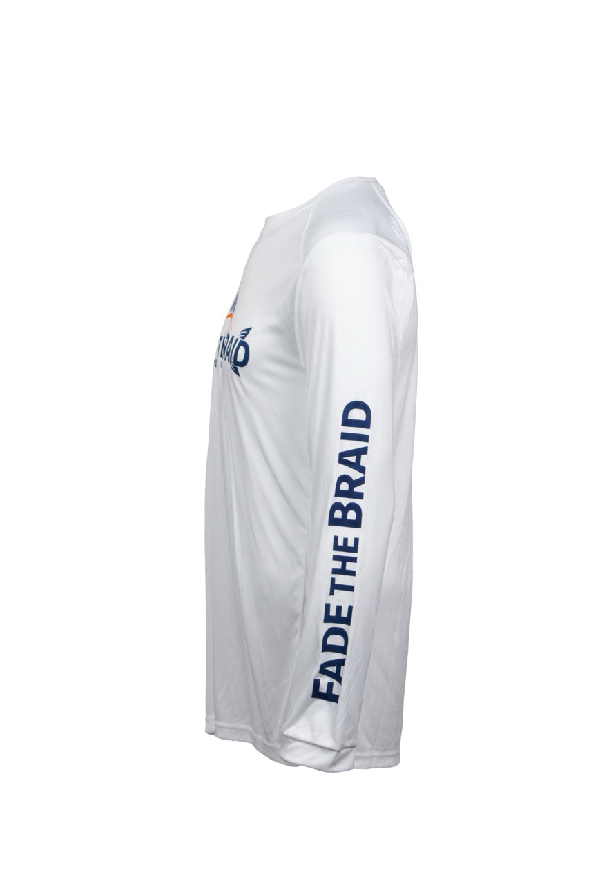 Fade the Braid Logo Long Sleeve Shirt - White UPF 50+