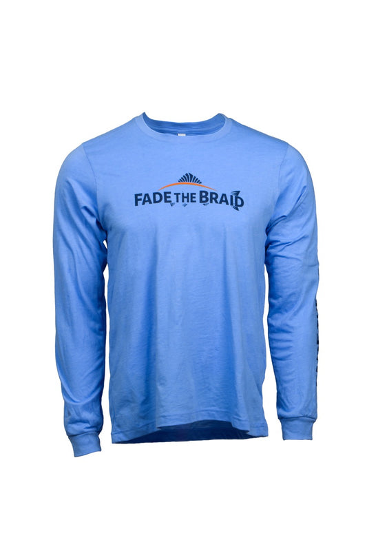 Fade the Braid Logo Long Sleeve Soft Tee - Heather Columbia Blue
