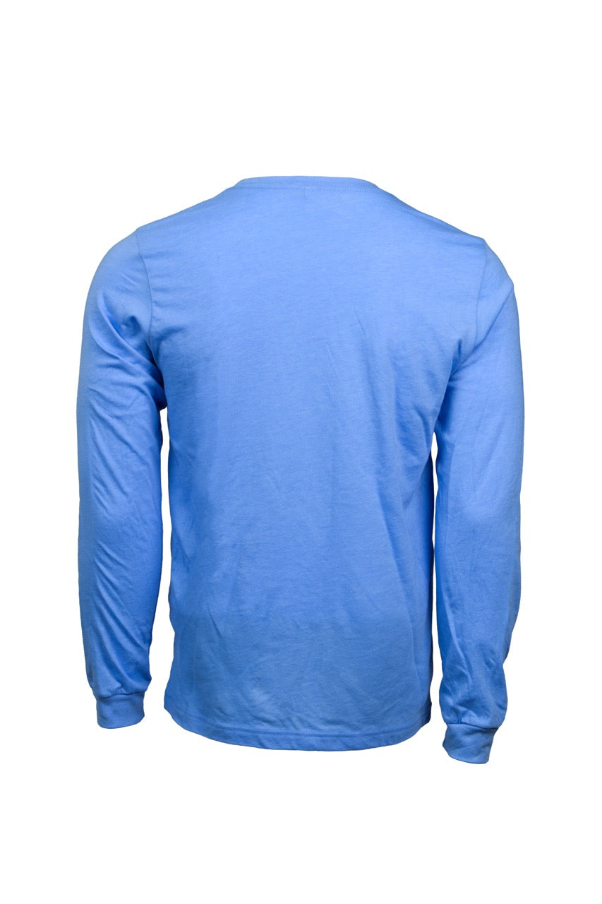 Fade the Braid Logo Long Sleeve Soft Tee - Heather Columbia Blue