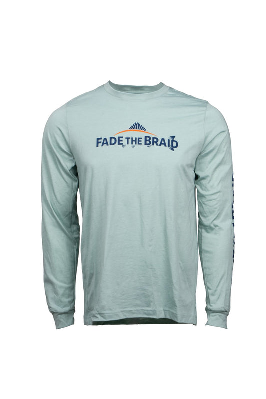 Fade the Braid Logo Long Sleeve Soft Tee - Heather Dusty Blue